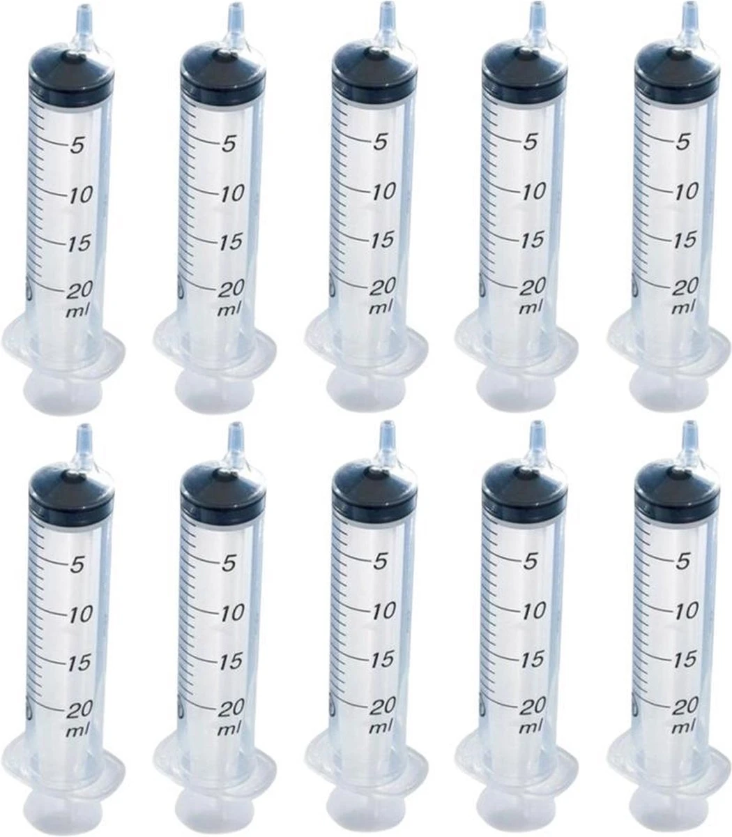 Spuit Zonder Naald - Doseerspuit - Maat Aanduiding - Spuiten - Injectie Spuit - 20 Ml - 10 Stuks 1 Spuit Zonder Naald - Doseerspuit - Maat Aanduiding - Spuiten - Injectie Spuit - 20 Ml - 10 Stuks