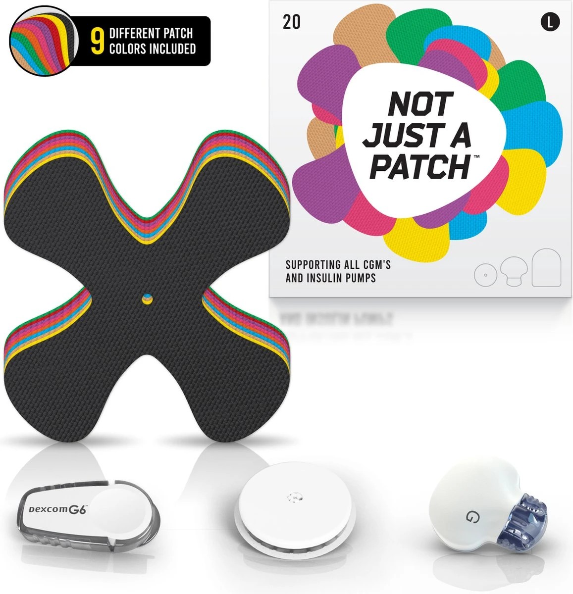 Not Just A Patch- X-patch – Multicolor – 20 Pack - For All CGM Or Omnipod 1 Not Just A Patch- X-patch – Multicolor – 20 Pack - For All CGM Or Omnipod