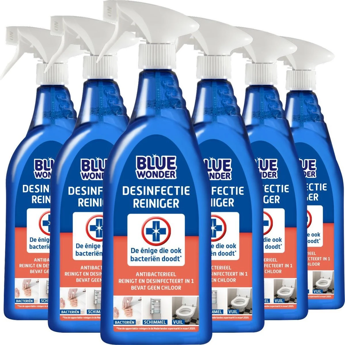 Blue Wonder Desinfectie-reiniger Spray Voordeelverpakking - 6 X 750 Ml Flessen 1 Blue Wonder Desinfectie-reiniger Spray Voordeelverpakking - 6 X 750 Ml Flessen