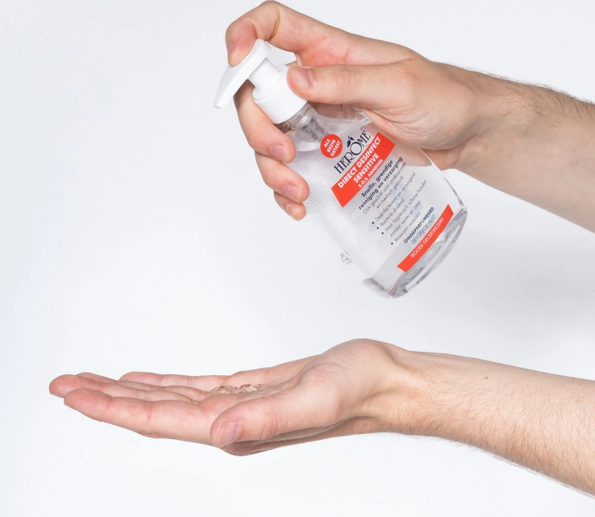 Herome Direct Desinfect Handgel Sensitive (Parfumvrij) - Desinfecterende Handgel Met 80% Alcohol - Beschermt Tegen Bacteriën En Droogt De Handen Niet Uit - 200ml. 2 Herome Direct Desinfect Handgel Sensitive (Parfumvrij) - Desinfecterende Handgel Met 80% Alcohol - Beschermt Tegen Bacteriën En Droogt De Handen Niet Uit - 200ml. - Afbeelding 2