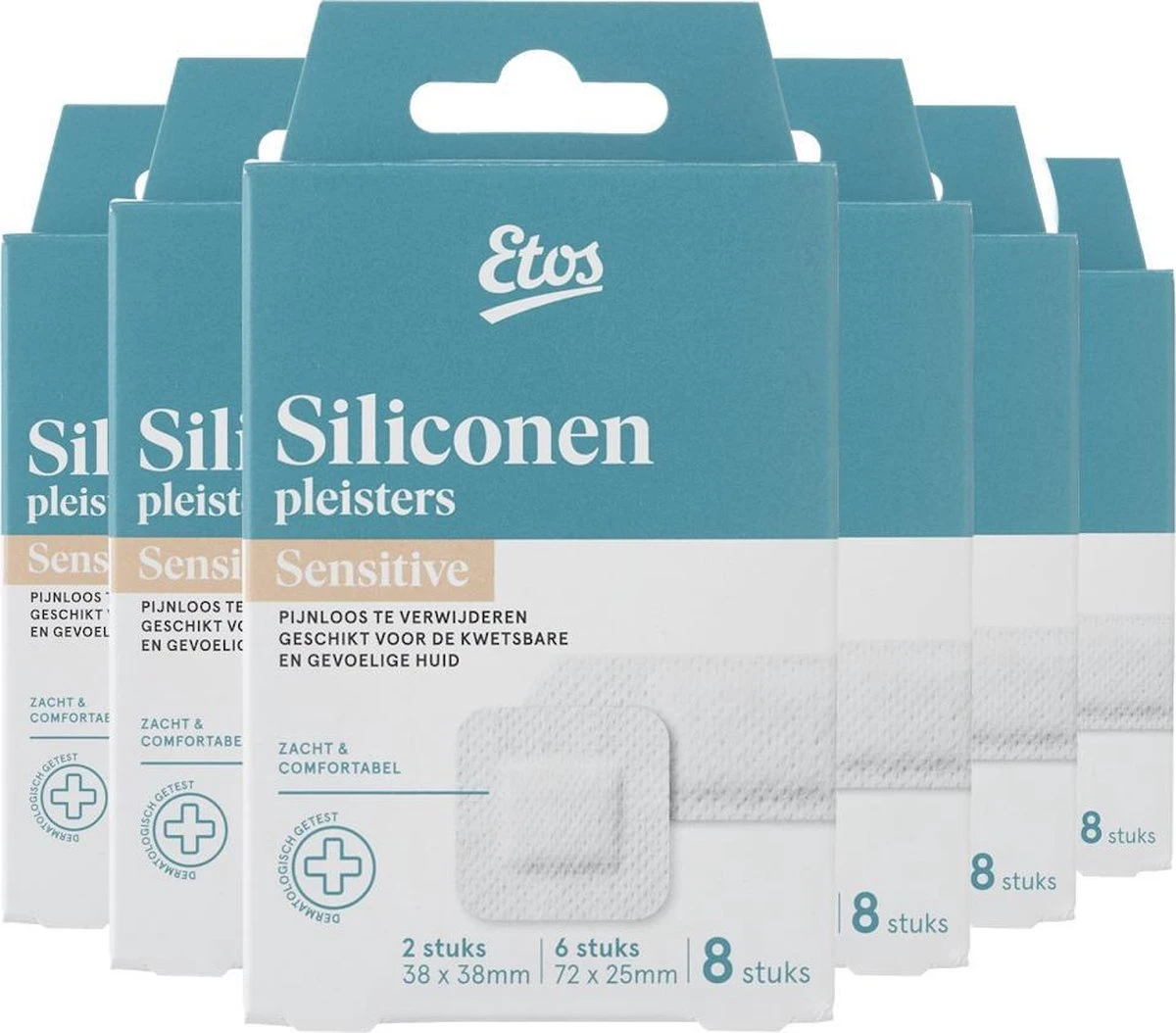 Etos Siliconen Pleisters - 2 Formaten - 48 Stuks (6x8 Pleisters) 1 Etos Siliconen Pleisters - 2 Formaten - 48 Stuks (6x8 Pleisters)