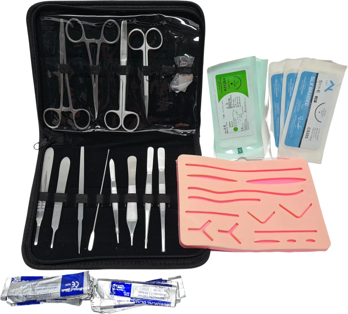 Hechtset Geneeskunde - Leren Hechten - Oefenen Hechten - Suture - Naaldvoerder - Chirurgisch Hechten - Dissectie - Mast Medical 1 Hechtset Geneeskunde - Leren Hechten - Oefenen Hechten - Suture - Naaldvoerder - Chirurgisch Hechten - Dissectie - Mast Medical