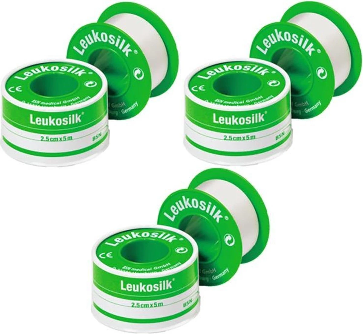 Leukosilk Hechtpleister Kunstzijde 2,5cmx5m Wit 3 Stuks 1 Leukosilk Hechtpleister Kunstzijde 2,5cmx5m Wit 3 Stuks