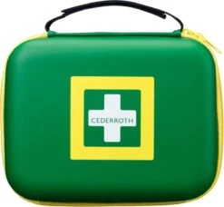 Cederroth ® | First Aid Kit Medium | Goed Gevulde EHBO-doos Van Duurzaam, Rubberachtig Materiaal Met Praktisch Handvat En Verstelbare Klittenband - Eerste Hulp Koffer Voor Bedrijven Of Consumenten - Eerste Hulp Kit Voor Reizen Of Vakantie