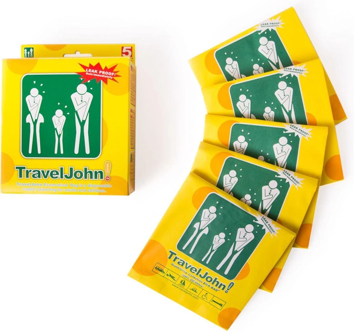 TravelJohn Braakzakjes 5 Stuks 2 TravelJohn Braakzakjes 5 Stuks - Afbeelding 2