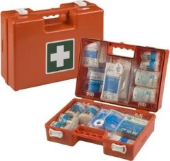 EHBO Verbandkoffer BHV (Oranje Kruis Goedgekeurd). De EHBO Koffer Is Inclusief Wandbeugel En Bevestigingsmateriaal