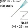 BD Microlance - Injectienaald - 0,6 X 25mm - 100 St. - Blauw - Nr.16 - 23G X 1" (Steriele Naalden)