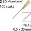 BD Microlance - Injectienaald - 0,5 X 25mm - 100 St. - Oranje - Nr.18 - 25G X 1" (Steriele Naalden)