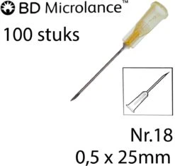 BD Microlance - Injectienaald - 0,5 X 25mm - 100 St. - Oranje - Nr.18 - 25G X 1" (Steriele Naalden)