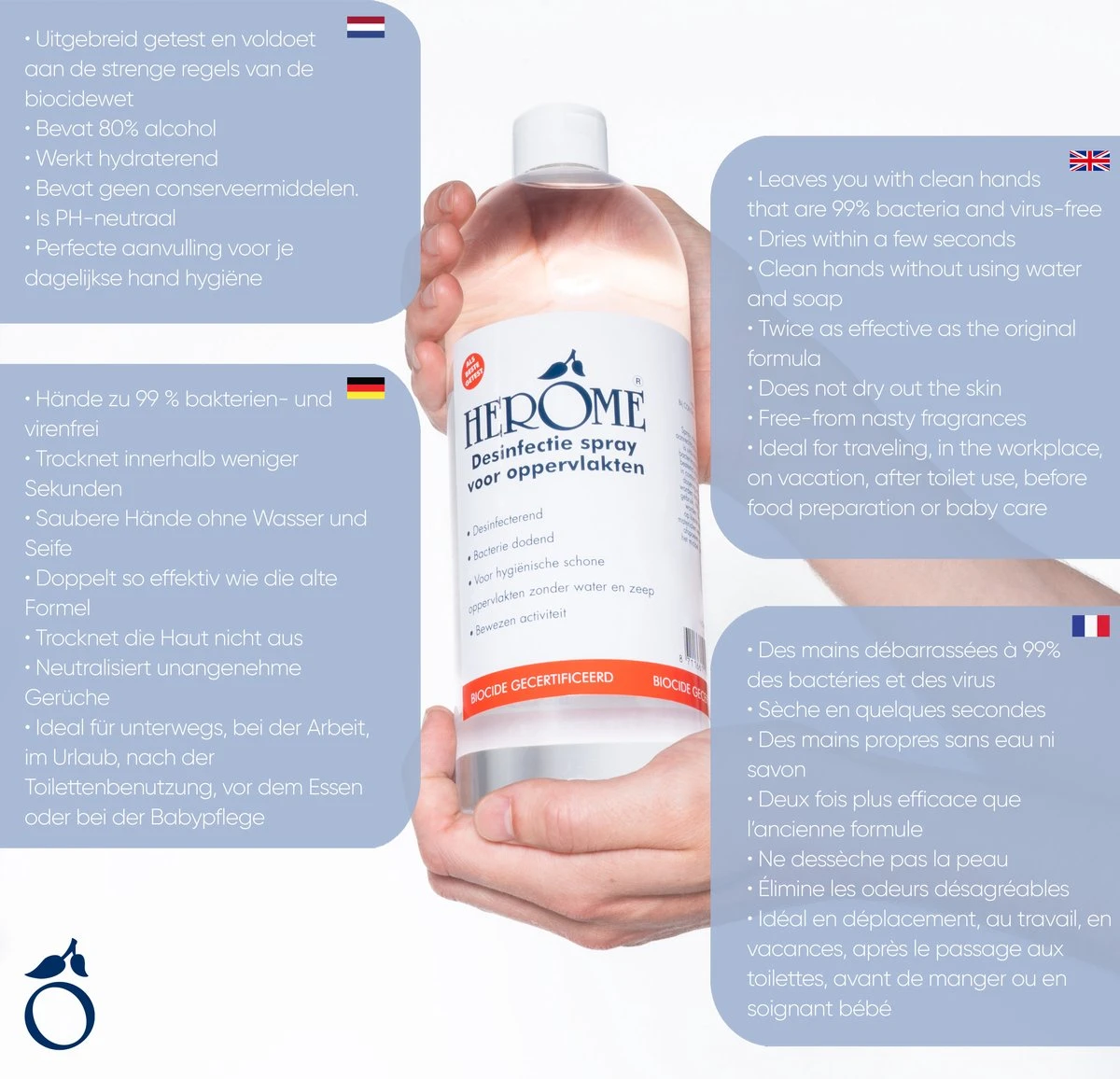 Herome Direct Desinfect Desinfectiespray Spray Navulverpakking Parfumvrij - 80% Alcohol - Voor Desinfectie Van Oppervlakken En Handen - 1000ml. 3 Herome Direct Desinfect Desinfectiespray Spray Navulverpakking Parfumvrij - 80% Alcohol - Voor Desinfectie Van Oppervlakken En Handen - 1000ml. - Afbeelding 3