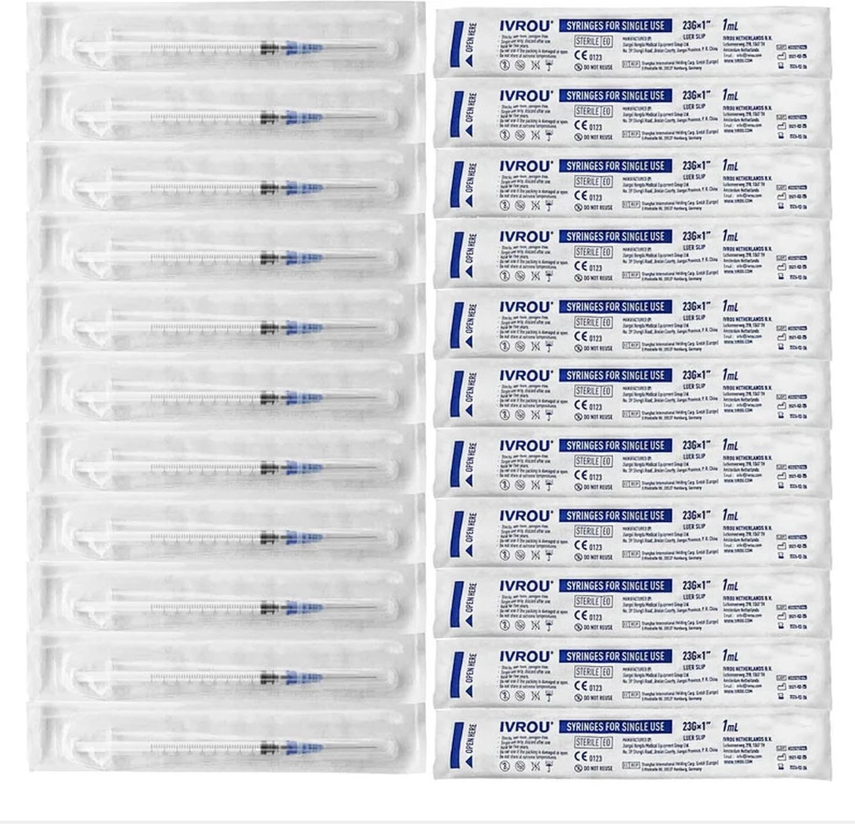 IVROU Steriele Injectiespuit 100 Stuks - Doseerspuit Met Maataanduiding En Naald 1ml, 23g - Injectie Spuit - Injectienaald - Wegwerp Spuit - Individueel Verpakt 2 IVROU Steriele Injectiespuit 100 Stuks - Doseerspuit Met Maataanduiding En Naald 1ml, 23g - Injectie Spuit - Injectienaald - Wegwerp Spuit - Individueel Verpakt - Afbeelding 2