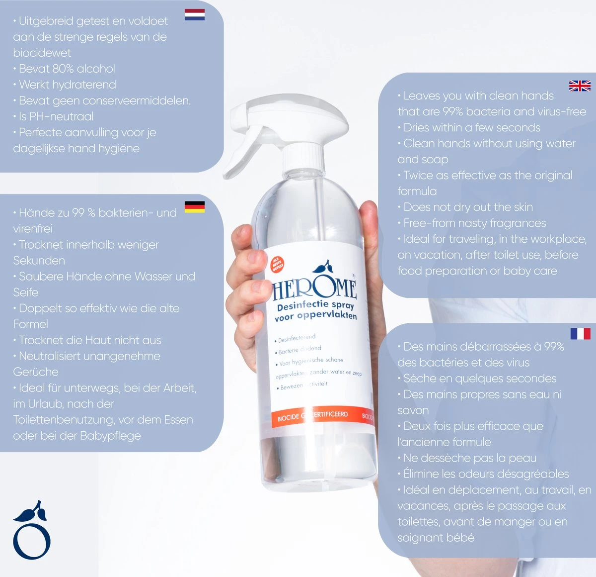 Herome Direct Desinfect Desinfectiespray - Desinfecterende Spray Met 80% Alcohol - Om Oppervlakten Te Desinfecteren - 1000ml. 3 Herome Direct Desinfect Desinfectiespray - Desinfecterende Spray Met 80% Alcohol - Om Oppervlakten Te Desinfecteren - 1000ml. - Afbeelding 3