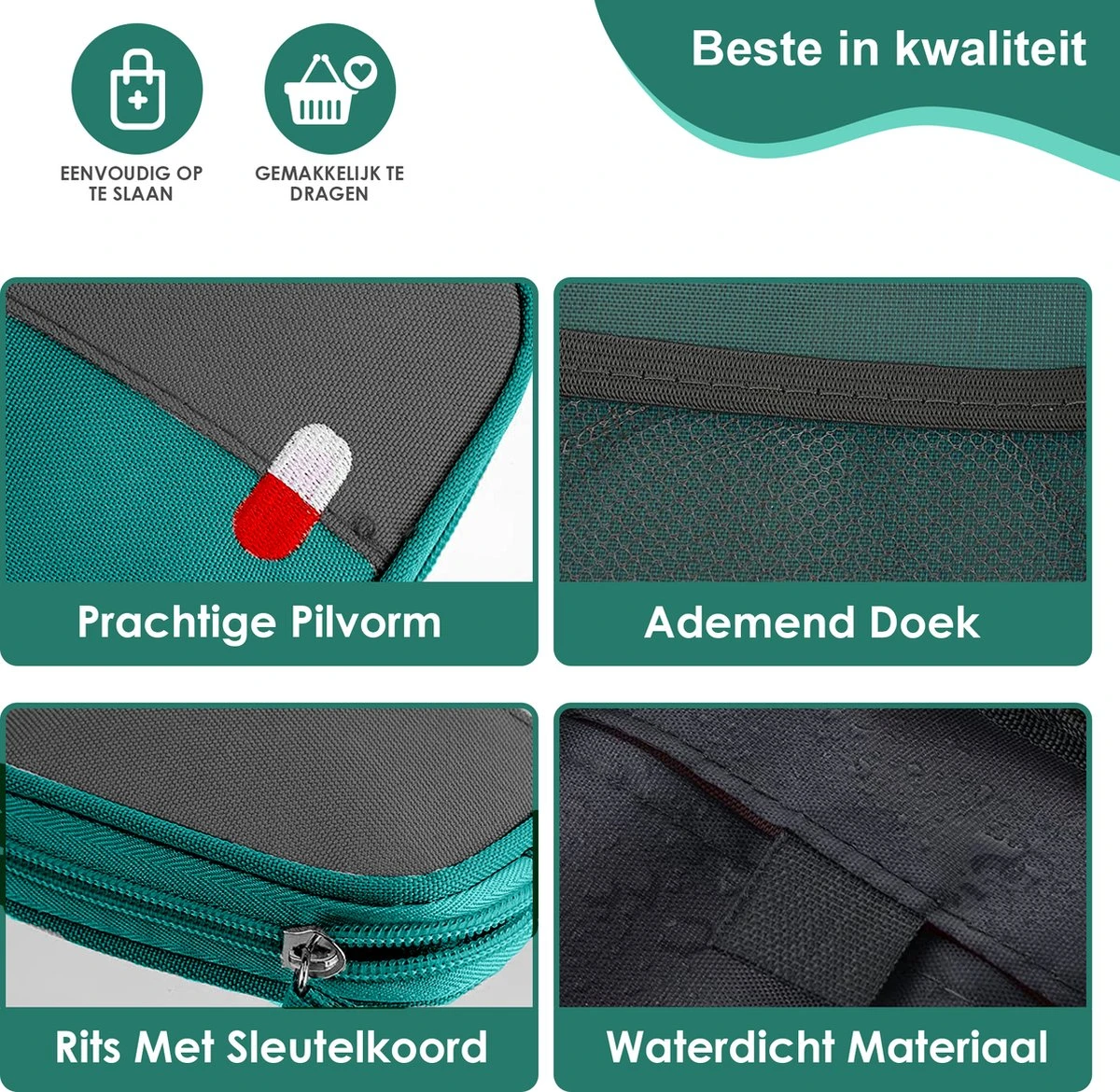 Good Luck EHBO-tas Small- EHBO-tas - Toilettas - Groen - Waterdicht - Multifunctioneel - Draagbaar 6 Good Luck EHBO-tas Small- EHBO-tas - Toilettas - Groen - Waterdicht - Multifunctioneel - Draagbaar - Afbeelding 6