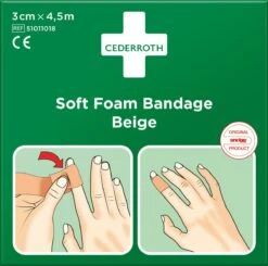 CEDERROTH Soft Foam Verband Voor Vinger En Teen - 3 Cm X 4.5 M Beige -Winkel Voor Ehbo-Apparatuur 1200x1192