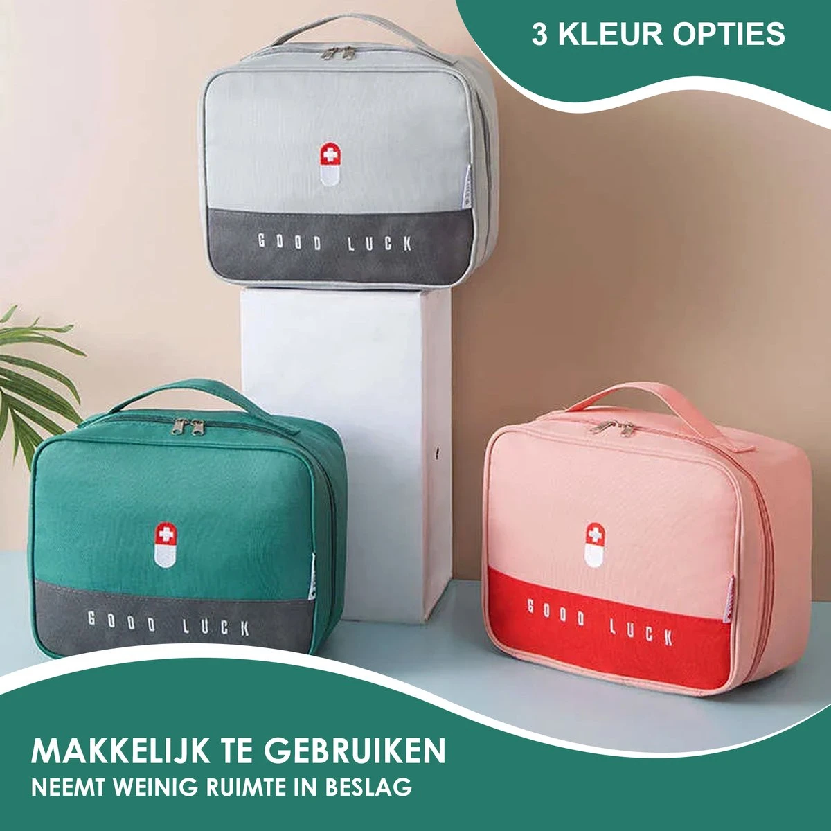 Good Luck EHBO-tas - EHBO-tas - Toilettas - Groen - Waterdicht - Multifunctioneel - Draagbaar 5 Good Luck EHBO-tas - EHBO-tas - Toilettas - Groen - Waterdicht - Multifunctioneel - Draagbaar - Afbeelding 5