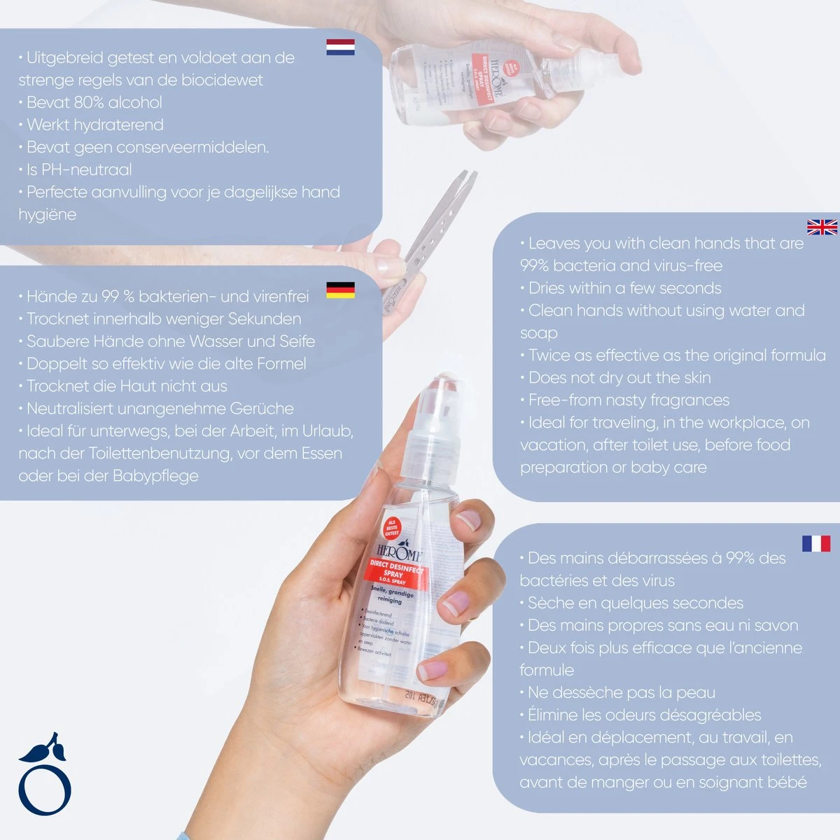 Herome Direct Desinfect Desinfectiespray - Desinfecterende Spray Met 80% Alcohol - Desinfecterende Handgel - 75ml 6 Herome Direct Desinfect Desinfectiespray - Desinfecterende Spray Met 80% Alcohol - Desinfecterende Handgel - 75ml - Afbeelding 6