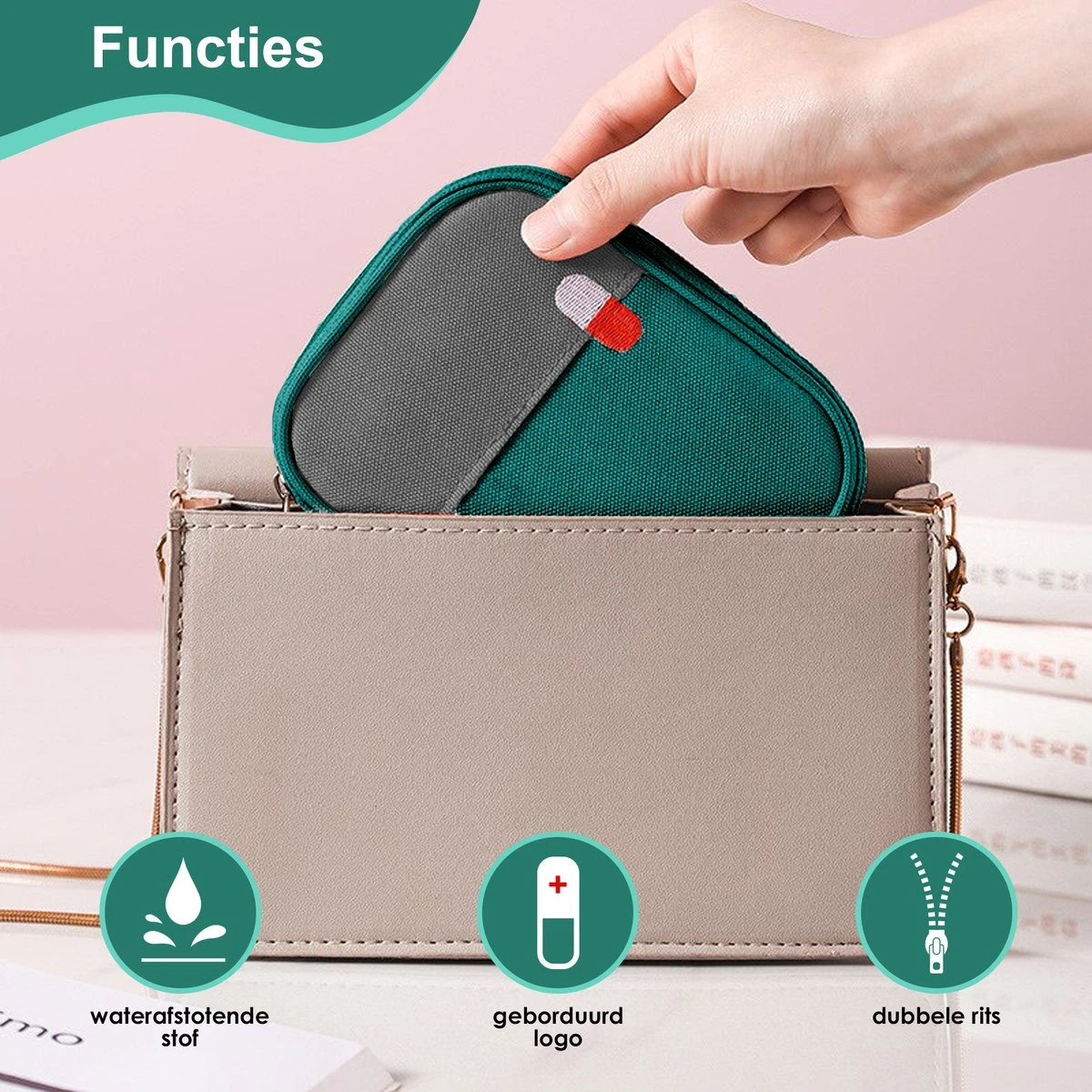 Good Luck EHBO-tas Small- EHBO-tas - Toilettas - Groen - Waterdicht - Multifunctioneel - Draagbaar 2 Good Luck EHBO-tas Small- EHBO-tas - Toilettas - Groen - Waterdicht - Multifunctioneel - Draagbaar - Afbeelding 2