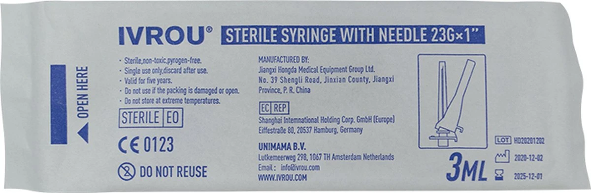 IVROU Steriele Injectiespuit 3ML X 100 Stuks - Doseerspuit Met Maataanduiding En Naald - Injectie Spuit - Injectienaald - Wegwerp Spuit - Individueel Verpakt 2 IVROU Steriele Injectiespuit 3ML X 100 Stuks - Doseerspuit Met Maataanduiding En Naald - Injectie Spuit - Injectienaald - Wegwerp Spuit - Individueel Verpakt - Afbeelding 2