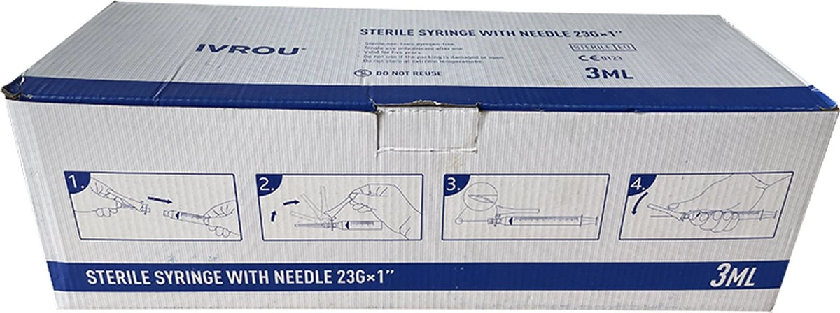 IVROU Steriele Injectiespuit 3ML X 100 Stuks - Doseerspuit Met Maataanduiding En Naald - Injectie Spuit - Injectienaald - Wegwerp Spuit - Individueel Verpakt 4 IVROU Steriele Injectiespuit 3ML X 100 Stuks - Doseerspuit Met Maataanduiding En Naald - Injectie Spuit - Injectienaald - Wegwerp Spuit - Individueel Verpakt - Afbeelding 4