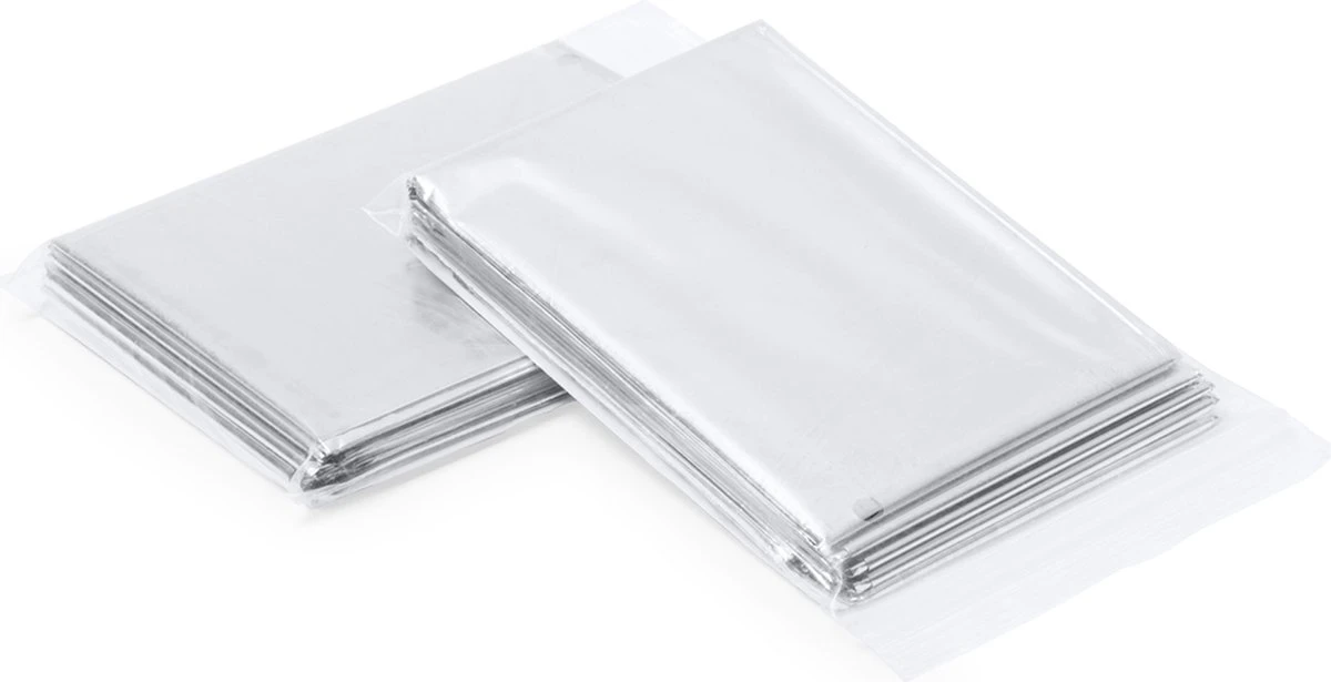 Nooddeken - Isolatiedeken - Reddingsdeken - Thermodeken - Thermisch - Noodpakket - PET - Aluminium - Folie - Zilver 2 Nooddeken - Isolatiedeken - Reddingsdeken - Thermodeken - Thermisch - Noodpakket - PET - Aluminium - Folie - Zilver - Afbeelding 2