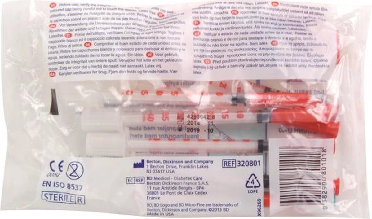 Insuline Spuitjes U-40 BD Micro-Fine 100 Stuks 1.0 Ml 1 Insuline Spuitjes U-40 BD Micro-Fine 100 Stuks 1.0 Ml