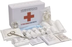 Technosafety Verbanddoos DIN13164-2022 + Wandhouder - EHBO Set - Internationaal Goedgekeurd - Verbandkast - First Aid Kit -Winkel Voor Ehbo-Apparatuur 1200x777