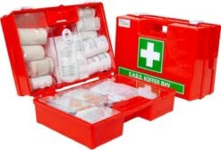 Grote Ehbo Koffer - Oranje- Met Wandhouder - Dubbelvaks - Ehbo Doos - Ehbo Kit - Ehbo Opbergbox - Ehbo Set - Verbanddoos Voor Thuis - Verbandtrommel - Verbanddoos Voor Auto