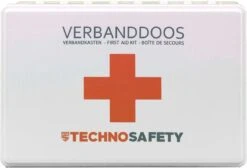Technosafety Verbanddoos DIN13164-2022 + Wandhouder - EHBO Set - Internationaal Goedgekeurd - Verbandkast - First Aid Kit
