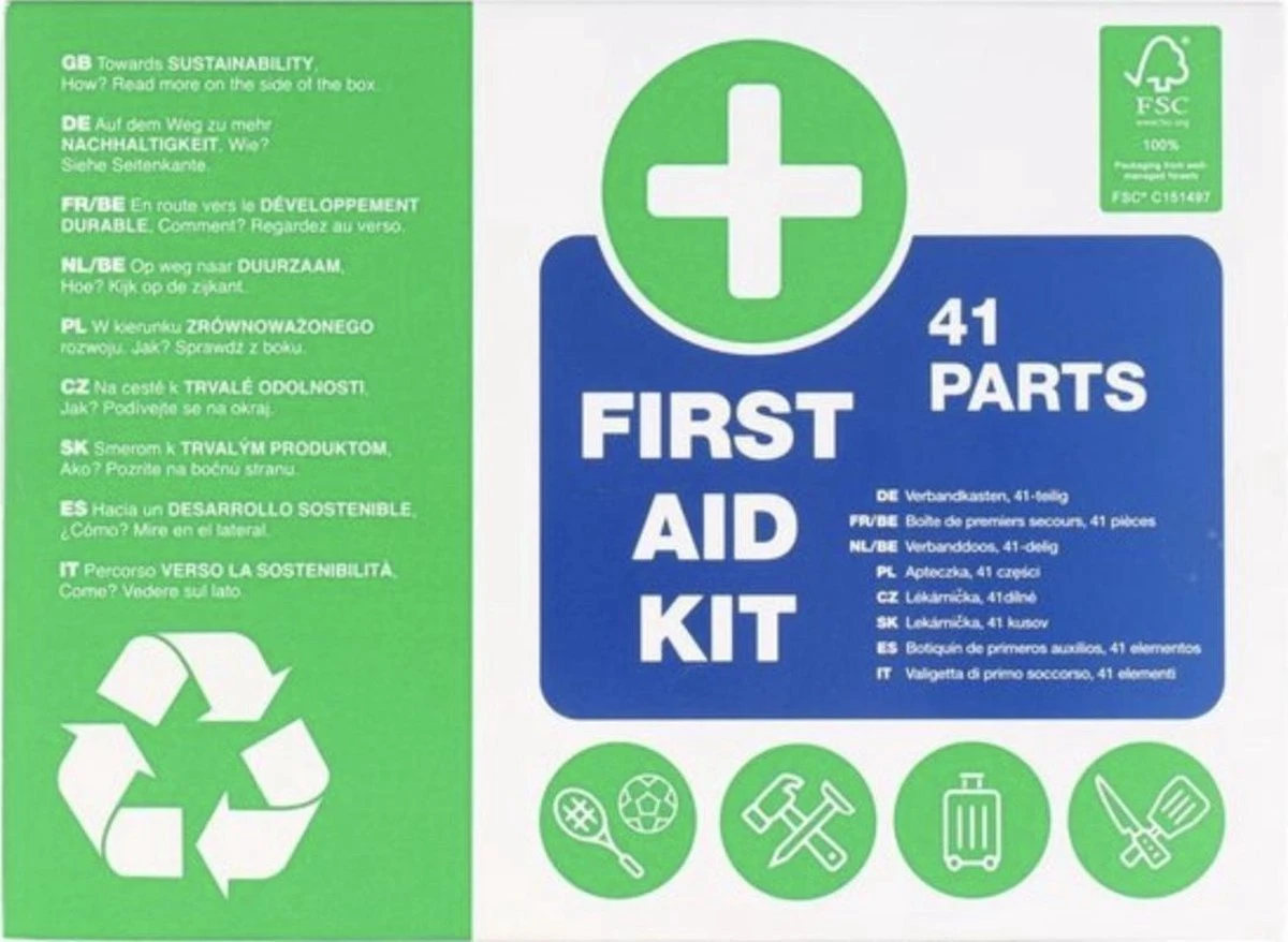 Premium 41-delige EHBO Verband Set - EHBO Kit - Verbandset - Verbandtrommel - First Aid Kit - Verbanddoos Geschikt Voor Huis Auto Camping En Boot - Eerste Hulp Doos - EHBO Doos 1 Premium 41-delige EHBO Verband Set - EHBO Kit - Verbandset - Verbandtrommel - First Aid Kit - Verbanddoos Geschikt Voor Huis Auto Camping En Boot - Eerste Hulp Doos - EHBO Doos