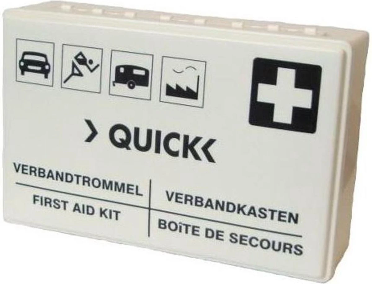 Quick EHBO Verbandtrommel Volgens DIN 13164 + Wandhouder - EHBO Doos - Internationaal Goedgekeurd - Verbandkast - First Aid Kit 1 Quick EHBO Verbandtrommel Volgens DIN 13164 + Wandhouder - EHBO Doos - Internationaal Goedgekeurd - Verbandkast - First Aid Kit