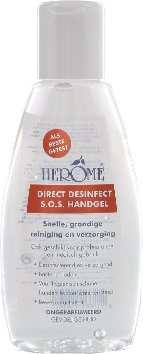Herome Direct Desinfect Handgel Sensitive (Parfumvrij) - Desinfecterende Handgel Met 80% Alcohol - Beschermt Tegen Bacteriën En Droogt De Handen Niet Uit - 75ml. 1 Herome Direct Desinfect Handgel Sensitive (Parfumvrij) - Desinfecterende Handgel Met 80% Alcohol - Beschermt Tegen Bacteriën En Droogt De Handen Niet Uit - 75ml.