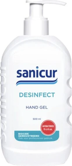 Desinfecterende Handgel - 1x 500ML SANICUR - Handen Wassen Zonder Zeep! 70% Alcohol (gecertificeerd)