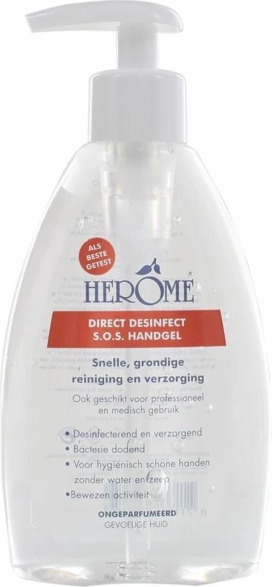 Herome Direct Desinfect Handgel Sensitive (Parfumvrij) - Desinfecterende Handgel Met 80% Alcohol - Beschermt Tegen Bacteriën En Droogt De Handen Niet Uit - 200ml. 1 Herome Direct Desinfect Handgel Sensitive (Parfumvrij) - Desinfecterende Handgel Met 80% Alcohol - Beschermt Tegen Bacteriën En Droogt De Handen Niet Uit - 200ml.