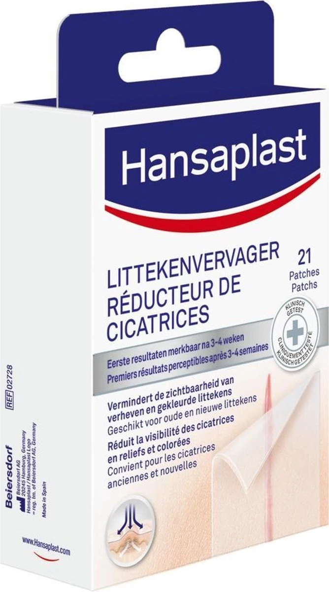 Hansaplast Littekenvervager - Vermindert Zichtbaarheid Van Littekens - 21 Stuks 2 Hansaplast Littekenvervager - Vermindert Zichtbaarheid Van Littekens - 21 Stuks - Afbeelding 2