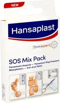 Hansaplast SOS Mix Pack Blaarpleisters En Anti-Druk Patches - 6 Stuks -Winkel Voor Ehbo-Apparatuur 700x1200
