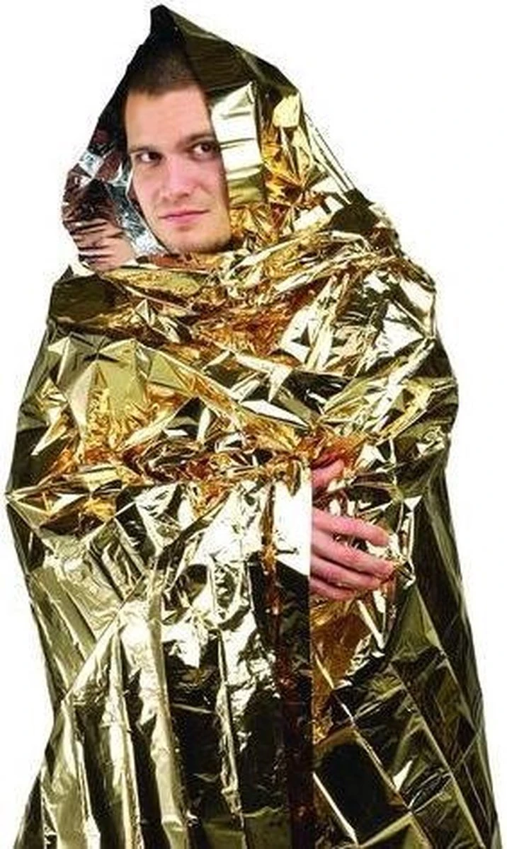 Reddingsdeken - Isolatiedeken - EHBO Deken- Reddingsdeken Goud/Zilver 160x210cm 3 Reddingsdeken - Isolatiedeken - EHBO Deken- Reddingsdeken Goud/Zilver 160x210cm - Afbeelding 3