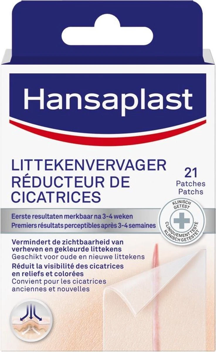 Hansaplast Littekenvervager - Vermindert Zichtbaarheid Van Littekens - 21 Stuks 1 Hansaplast Littekenvervager - Vermindert Zichtbaarheid Van Littekens - 21 Stuks