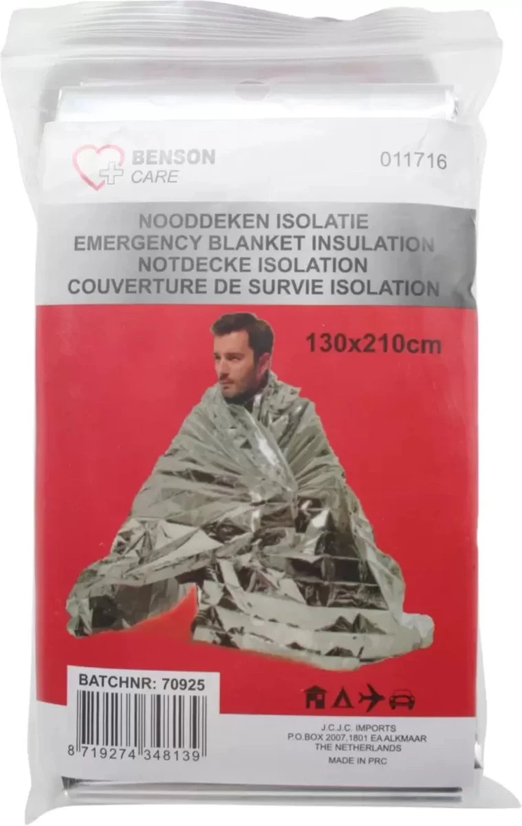 Benson Nooddeken - Warmhouddeken - Reddingsdeken - Geisoleerd - 130 X 210 Cm 5 Benson Nooddeken - Warmhouddeken - Reddingsdeken - Geisoleerd - 130 X 210 Cm - Afbeelding 5