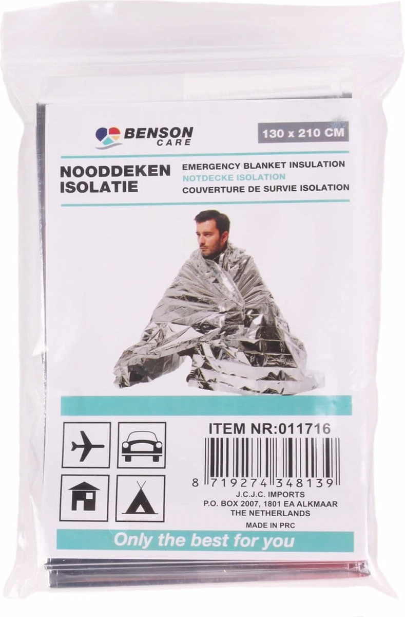 Benson Nooddeken - Warmhouddeken - Reddingsdeken - Geisoleerd - 130 X 210 Cm 3 Benson Nooddeken - Warmhouddeken - Reddingsdeken - Geisoleerd - 130 X 210 Cm - Afbeelding 3