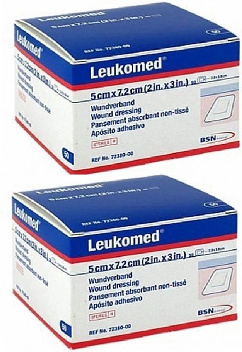 Leukomed Eilandpleister Steriel 5cm X 7,2cm 2stuks 1 Leukomed Eilandpleister Steriel 5cm X 7,2cm 2stuks