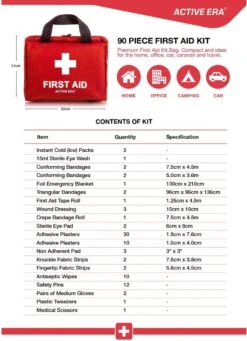 Hoogwaardige EHBO-tas Met 90 Items - Inclusief Oogspoeling, 2 Coldpacks En Nooddekens Voor Thuis, Kantoor, In De Auto, In De Caravan, Op Het Werk, Op Reis -Winkel Voor Ehbo-Apparatuur 868x1200