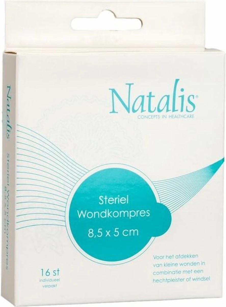 Natalis Steriel Wondkussen - 8.5 X 5 Cm - 16 Stuks - Verband 1 Natalis Steriel Wondkussen - 8.5 X 5 Cm - 16 Stuks - Verband