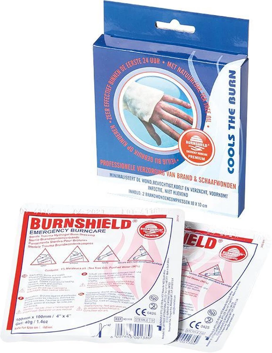 Burnshield Twin Pack 10x10cm - Brandwondenkompressen Voor Brandwonden - Set Van 2 - Brandwondbehandeling - Verkoeling 1 Burnshield Twin Pack 10x10cm - Brandwondenkompressen Voor Brandwonden - Set Van 2 - Brandwondbehandeling - Verkoeling