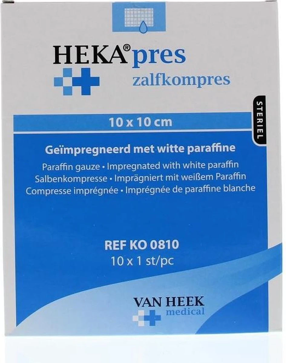 Heka Zalfkompres 10x10cm - Zalfgazen Per 10 Stuks. 1 Heka Zalfkompres 10x10cm - Zalfgazen Per 10 Stuks.