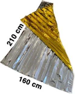 Kopari Nooddeken - Nooddeken - Reddingsdeken - Isolatiedeken - 210x160 Cm - Warmhouddeken - Tegen Onderkoeling - 2 Stuks - Rampenrugzak - Goud/zilver - Herbruikbaar -Winkel Voor Ehbo-Apparatuur 953x1200
